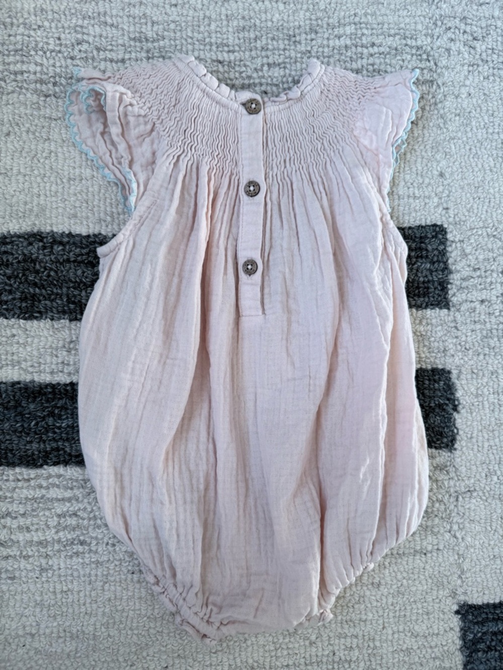 Soft Pink Floral Embroidered Baby One-Piece Bodysuit - Picture 4 of 4